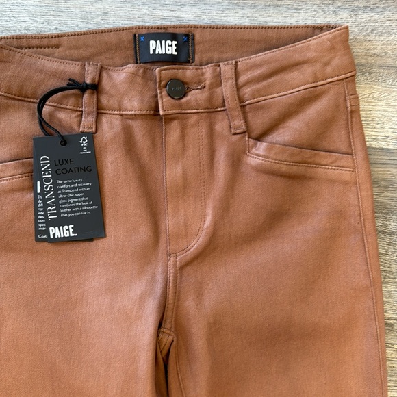 Paige Hoxton Ankle Cognac Coated Denim Jeans size 25 NWT - Picture 2 of 4